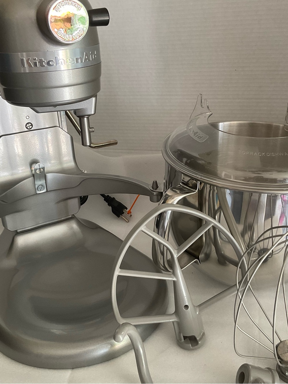KitchenAid Silver Stand Mixer with Stainless Steel Bowl and Accessories